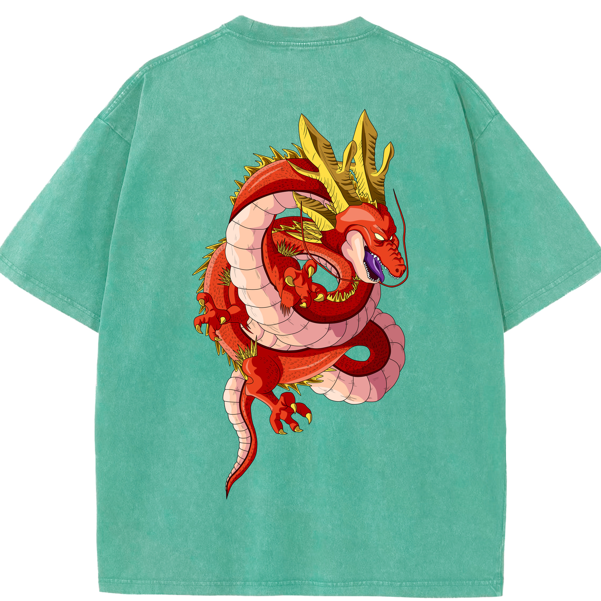 ドラゴンボール 神龍 シェンロン DRAGON BALL Shenron 綿100% ヴィンテージ風 半袖Tシャツ（背面プリント）
